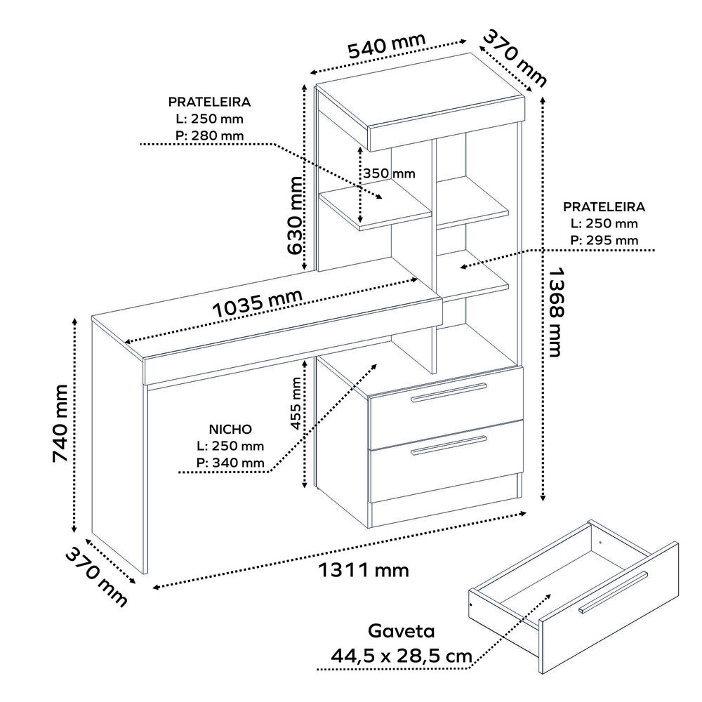 Escritorio Casaideal Doha / 2 Cajones image number 3.0